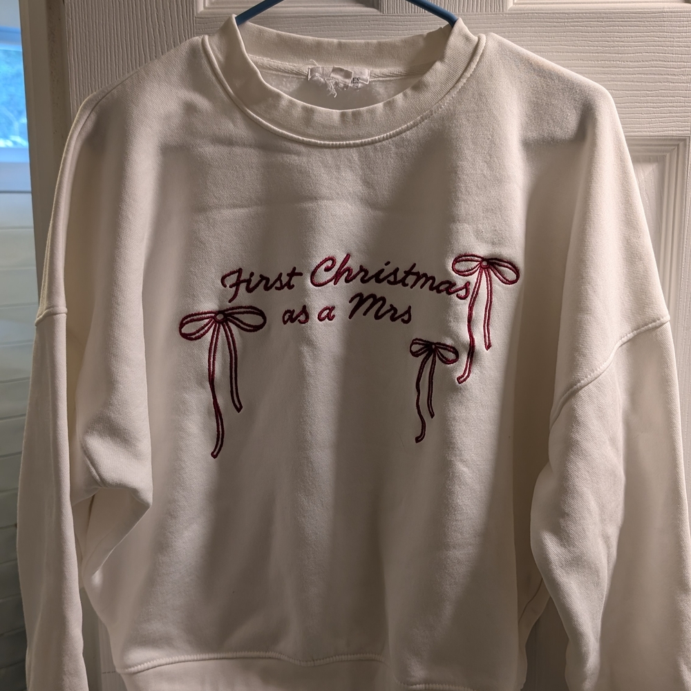 Elegant White 'First Christmas as a Mrs' Sweater